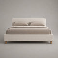 Lit double rembourré 160 × 200 cm en tissu bouclé blanc cassé avec tête de lit rectangulaire