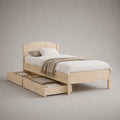 Lit une place en pin massif naturel avec 2 tiroirs, couchage 90 × 190 cm