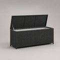 Coffre de jardin rectangulaire en résine tressée anthracite, 150 × 50 × 60 cm