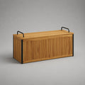 Coffre de rangement extérieur en bois et métal naturel et noir, 120 × 45 × 60 cm