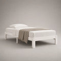 Cadre de lit double en pin massif blanc avec sommier à lattes, couchage 140 × 190 cm, dimensions 198 × 148 × 40 cm