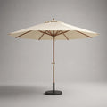 Parasol de jardin droit octogonal en polyester et bois massif, écru, Ø 300 × H 250 cm, avec socle