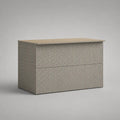 Coffre de jardin rectangulaire en résine tressée PE et acier, gris et beige, 150 × 77 × 73 cm
