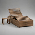 Bain de soleil réglable en pin massif brun avec table d’appoint, 2 pièces, 200 × 70 × 31,5 à 77 cm