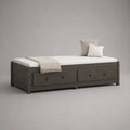 Lit-banquette 1 place en pin massif gris anthracite avec sommier et 2 tiroirs, couchage 90 x 190 cm, dimensions 196 x 96 x 55 cm