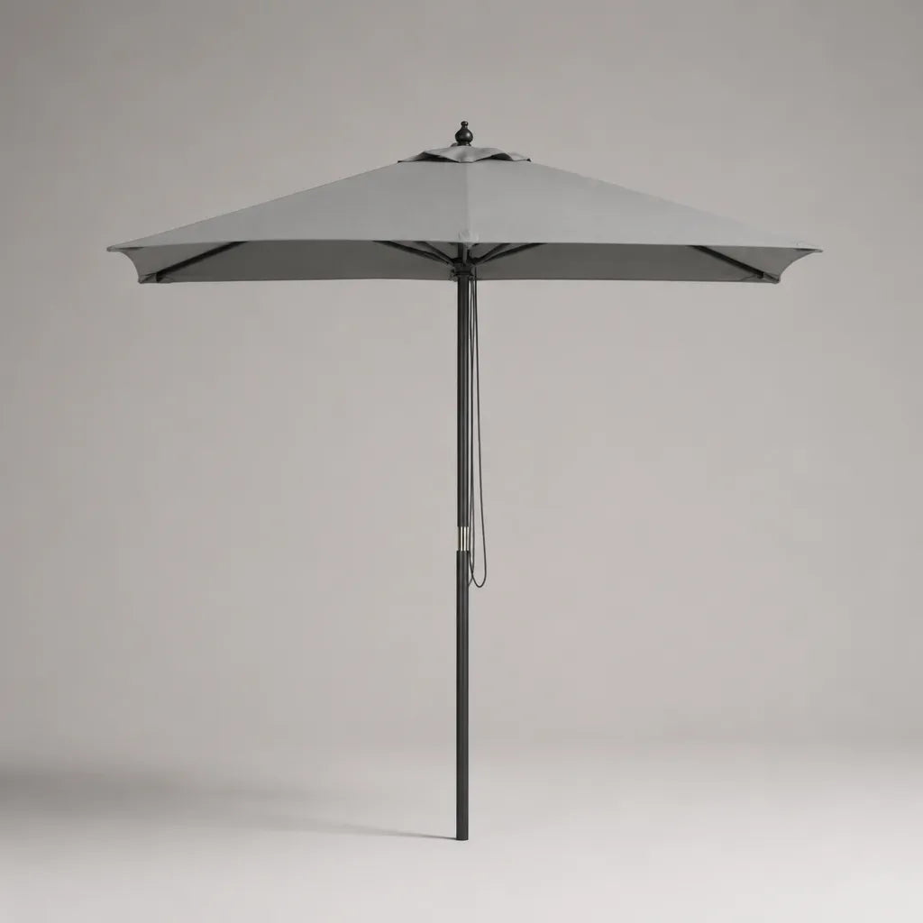Parasol carré d’extérieur 300 × 300 × 250 cm en polyester et acier, gris et noir